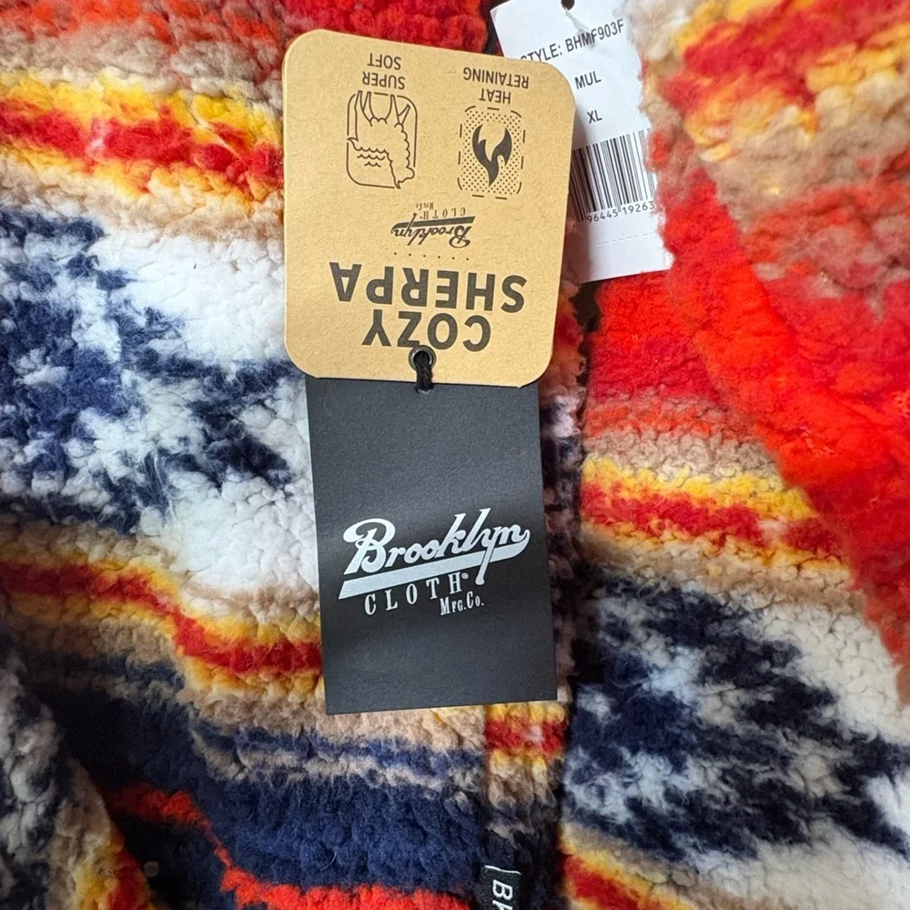 New Brooklyn Cloth Fuzzy Aztec Sz:XL Southwestern Colorful Pullover Soft Hoodie
